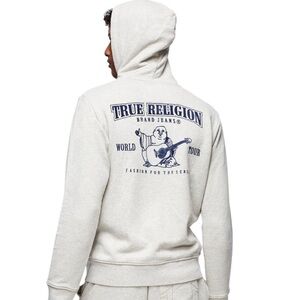 True Religion Light Gray Zip-Up Hoodie
